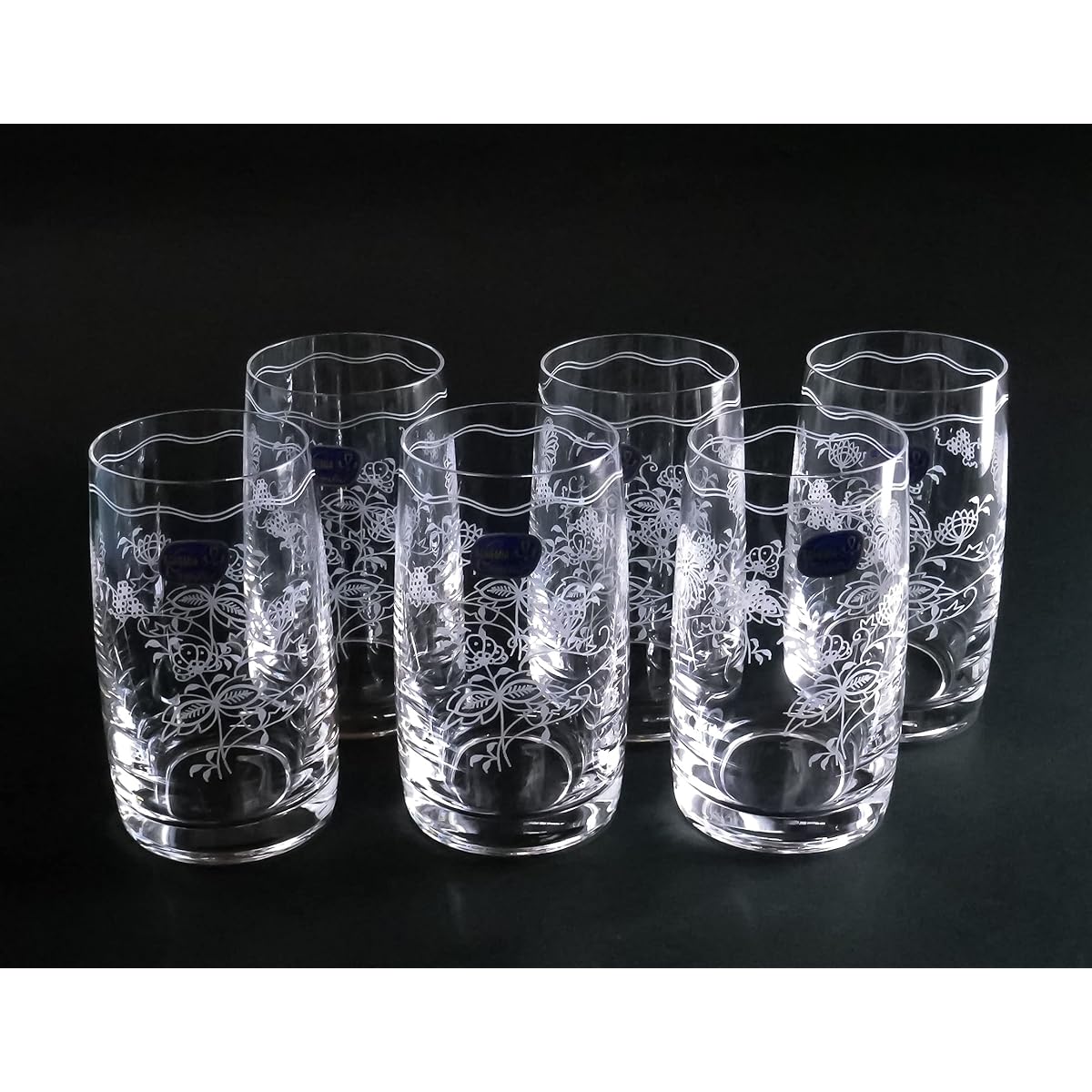 Bohemian Glass Tumbler “Blue Onion” CXB-181 (6)