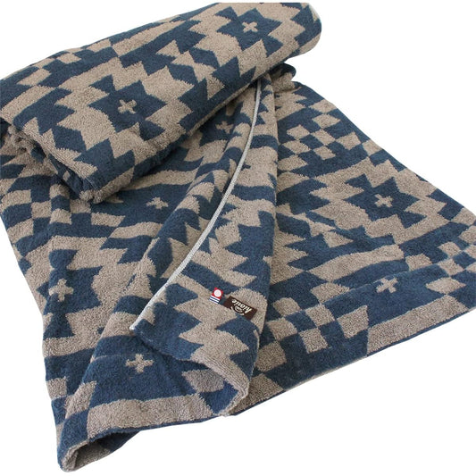 Imabari Towel Certified Towel Blanket Hiorie Native Pattern Single Navy x Gray Beige Made in Japan Imabari Brand Cotton 100% Cotton Bedding
