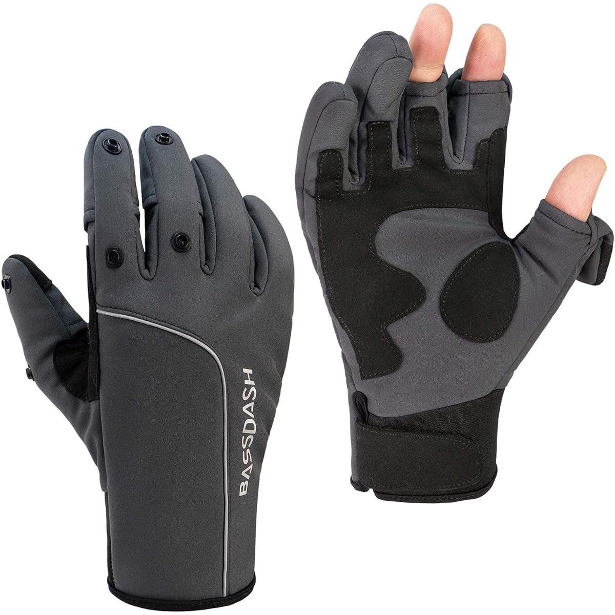 Bassdash Fishing Cold Weather Gloves Gloves Windproof Water Repellent Fishing Gloves 3 Finger Cut Fishing Gloves WintePro