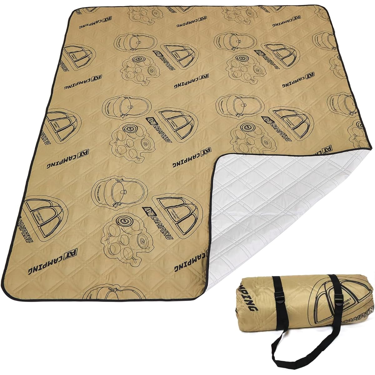Kinoki Leisure Sheet, Picnic Sheet, Thick, Large, 200x200cm, Waterproof, Compact 3 Layer Structure, For 3 to 6 People, Foldable, Lightweight, Machine Washable, Portable, Picnic Mat, Camping, Outdoors, Cherry Blossom Viewing, Excursions, Sports Days