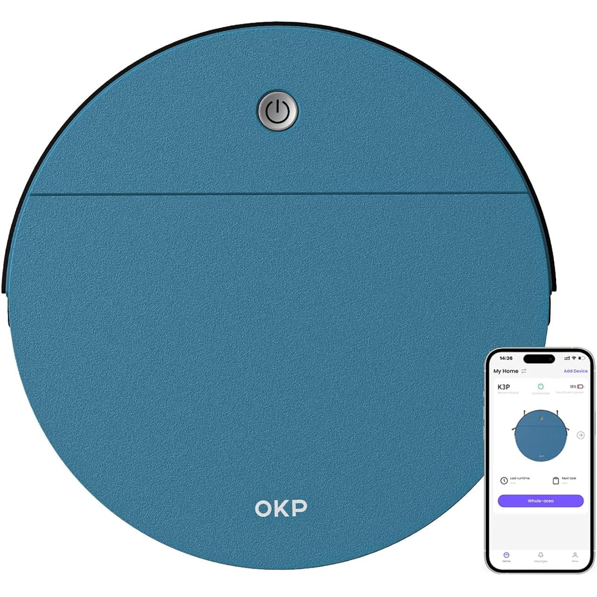 OKP Robot Vacuum Cleaner, Cleaning Robot, Small, Ultra-thin, Silent, Cleaning Robot, Brushless Suction Mouth, Automatic Charging, Cleaning Robot, Wi-Fi Connection, App Remote Control, Alexa