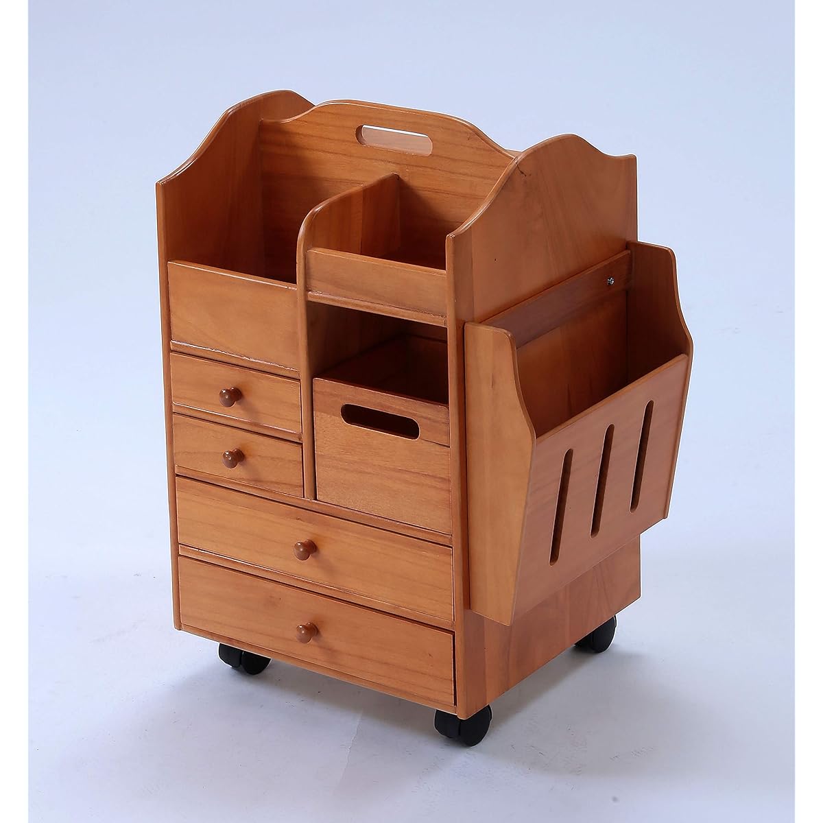 Tac Side Wagon Natural High Width 43 x Depth 31 x Height 59.5 cm Comes with a handle for easy carrying and movement