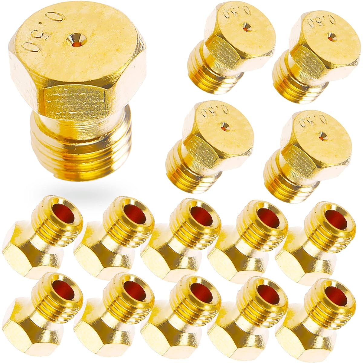 MEANHDAG Grill LP Gas Conversion Kit for Weber Brass Jet Nozzle for Propane LPG DIY Burner Replacement Parts Orifice Can Drill Out 10 Pieces Orifice Hole Size 0.5mm M6x0.75mm