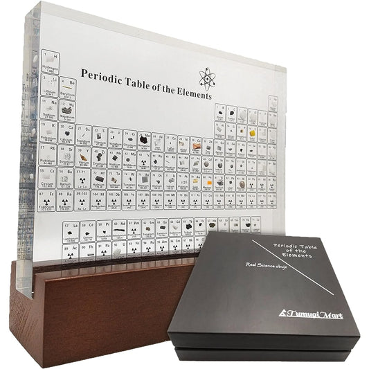 TumugiMart Periodic Table of Elements Walnut Pedestal Science Object Interior