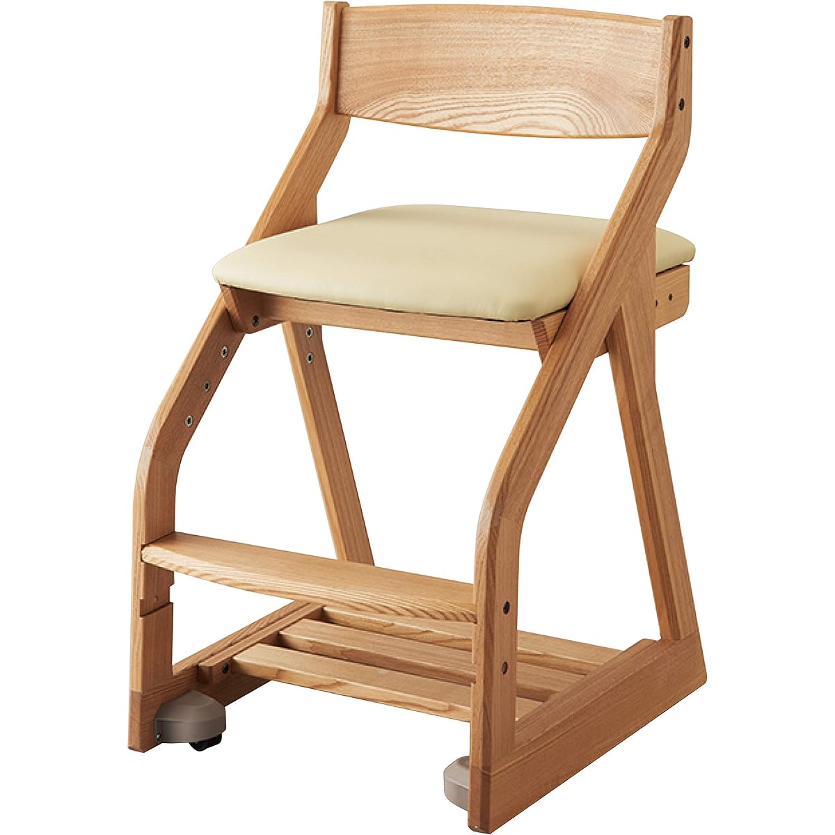 KOIZUMI Coordinating Chair BDC-37NSIV PVC Leather Wooden Chair Leather-like Natural Ivory Brown White Study Size: W434 x D495~576 x H765mm BDC37 NSIV