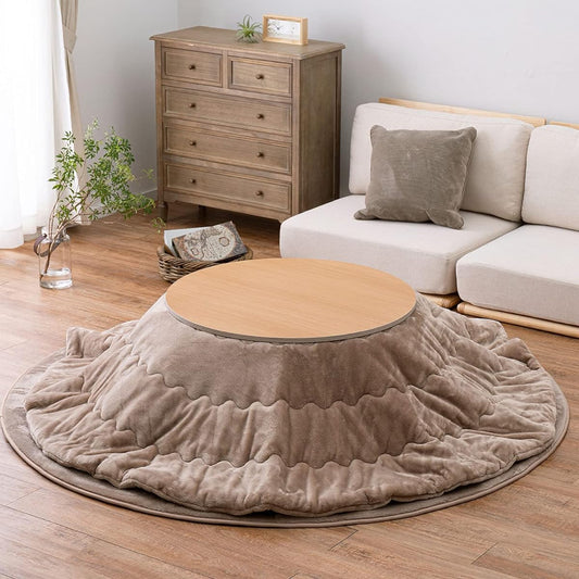 Hagiwara Kotatsu Futon, Beige, Diameter Approx. 190cm, "Meringue Touch", Machine Washable, Flannel Fabric, Dull Color