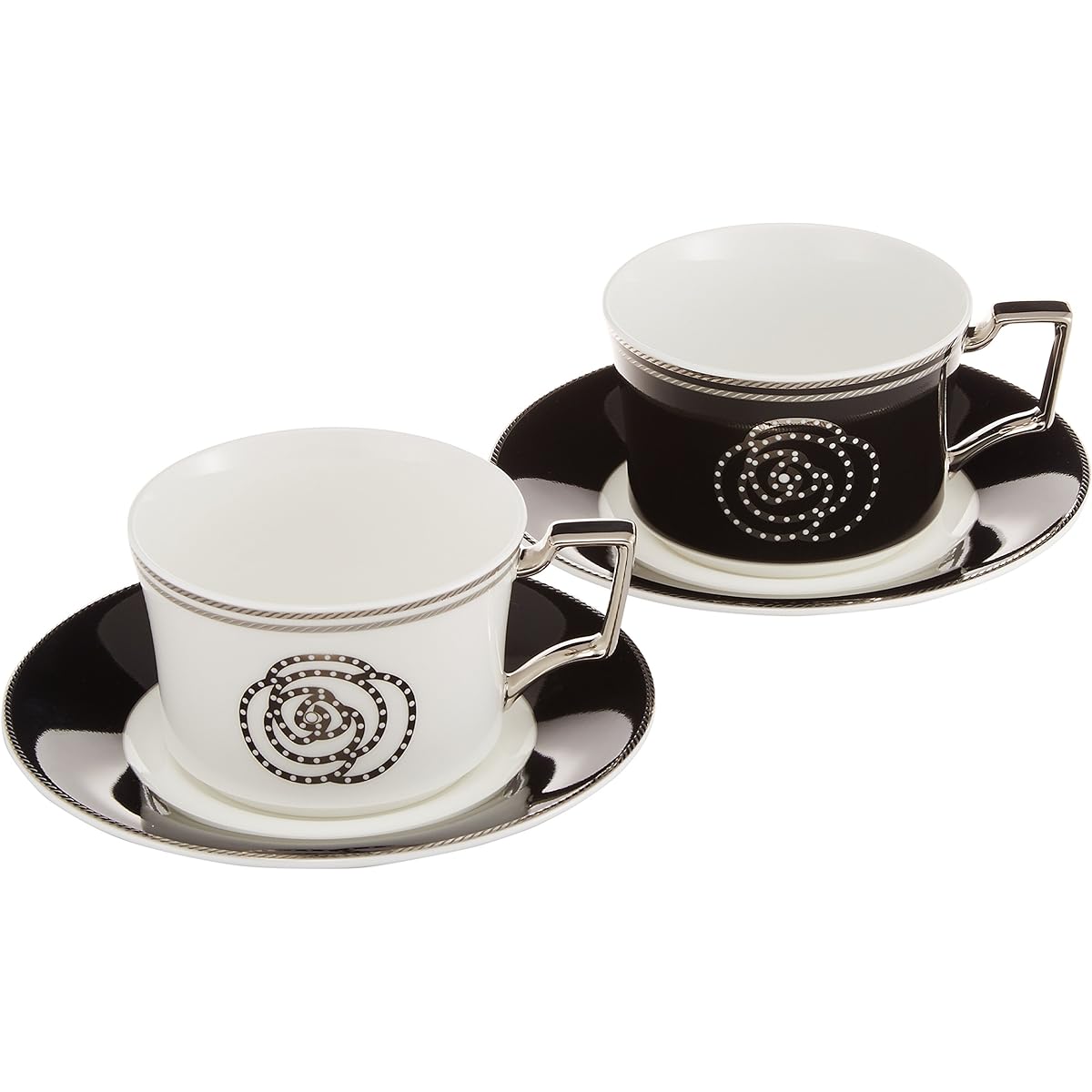 Noritake Cup & Saucer (color-changeable pair set) (for coffee and tea) 240cc Aidan 2 people White/Black Bone China P93687/4867-12