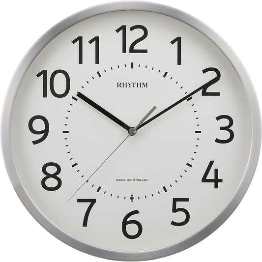 RHYTHM Wall Clock Radio Analog Fit Wave M508 Continuous Second Hand Office Model Easy to See Large Letters Silver RHYTHM 8MY508SR19