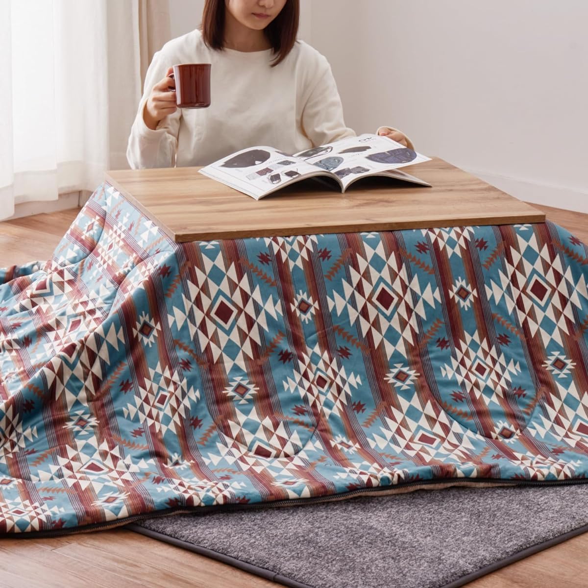 Hagiwara 3WAY Cushion Sleeping Bag Kotatsu Futon Blue Approx. 50 x 50cm (when used as a cushion) "Vinz" Cushion sleeping bag that can be used in 3 ways Home Camping Outdoor Belamping Disaster Prevention Goods