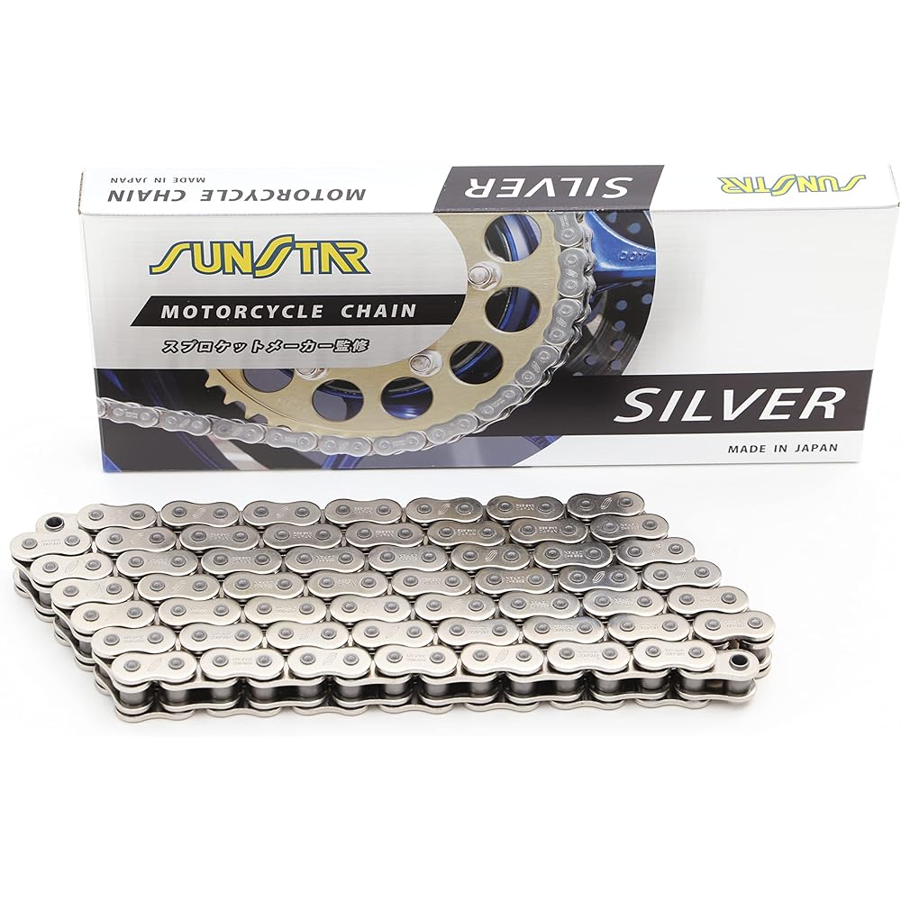 SUNSTAR Motorcycle Chain 520 Size 106 Links Silver Color