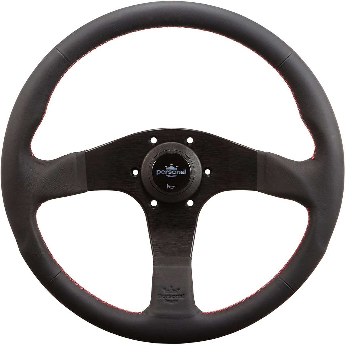 personal BLITZ Smooth Leather Red Stitching/Black Spoke 13.8 inches (350 mm) Steering Ring P076
