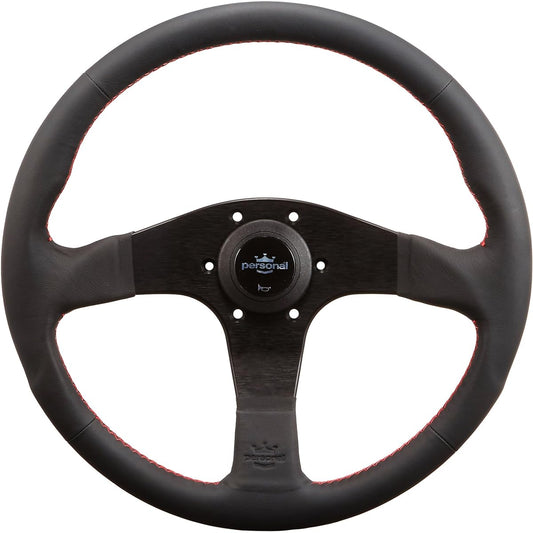 personal BLITZ Smooth Leather Red Stitching/Black Spoke 13.8 inches (350 mm) Steering Ring P076