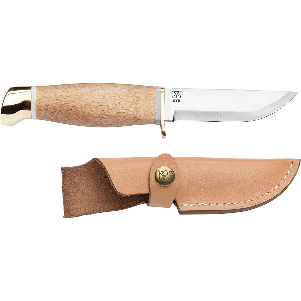 ØYO Knife Camping Outdoor BBQ Wood Chopping Sheath Knife Total Length 20cm OY303 Jotunheimen Knife with Leather Case