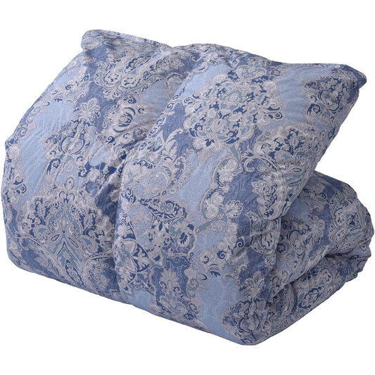 Nishikawa [Nishikawa] Duvet, Single, 90% White Duck Down, Fluffy, Light and Warm, Comforter, Bio-Up Processing that brings out the power of the feathers, 3D Quilt with less uneven feathers, For Winter, Made in Japan, Blue KA02003515