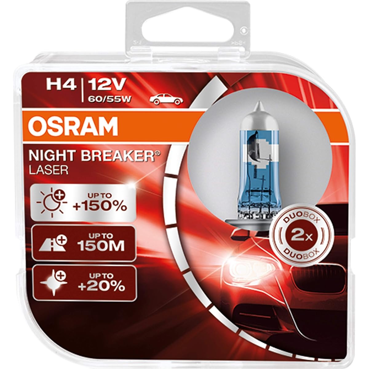 OSRAM Night Breaker Laser H4 next generation 150%or more halogen headlamp 64193NL-HCB