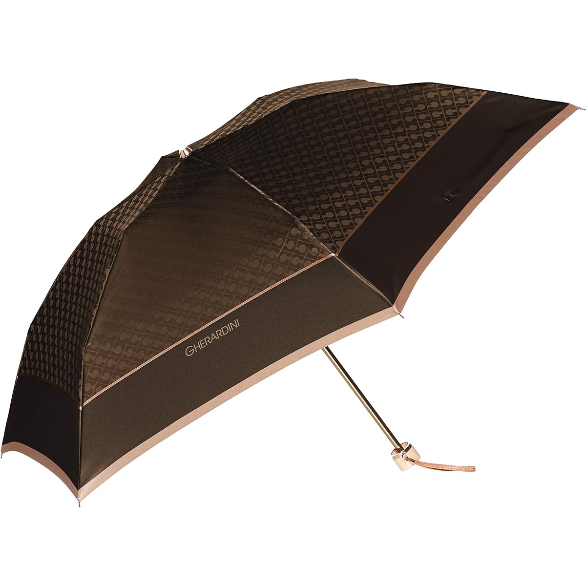 [Gherardini] AURORA 1GD 17001-01G Logo Jacquard Yarn-dyed Folding Umbrella (Made in Japan) Women's Black Japanese Rib 55cm (FREE Size)