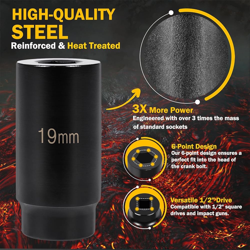 Harmonic Balancer Socket Tool 77080 19mm 3x power standard for power honda