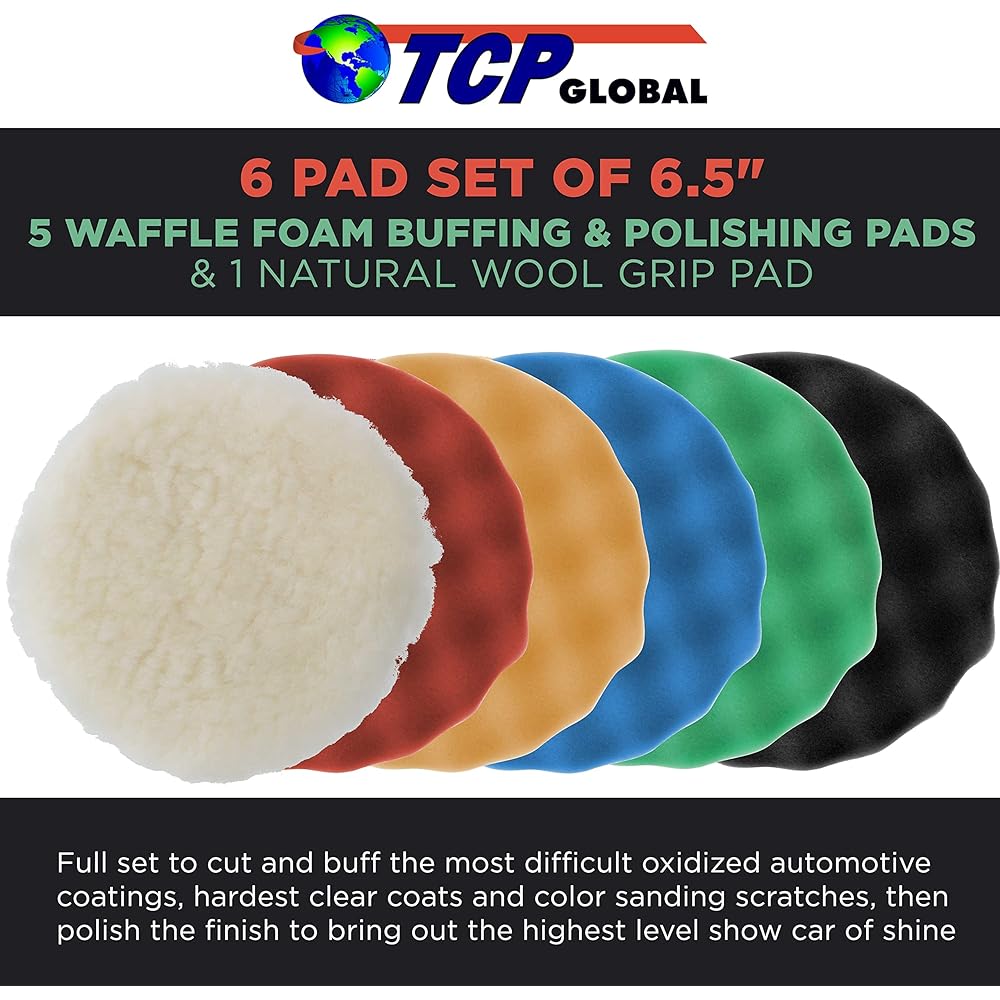 6.7 "6-Pad waffle FOAM & wool polishing grip pad set