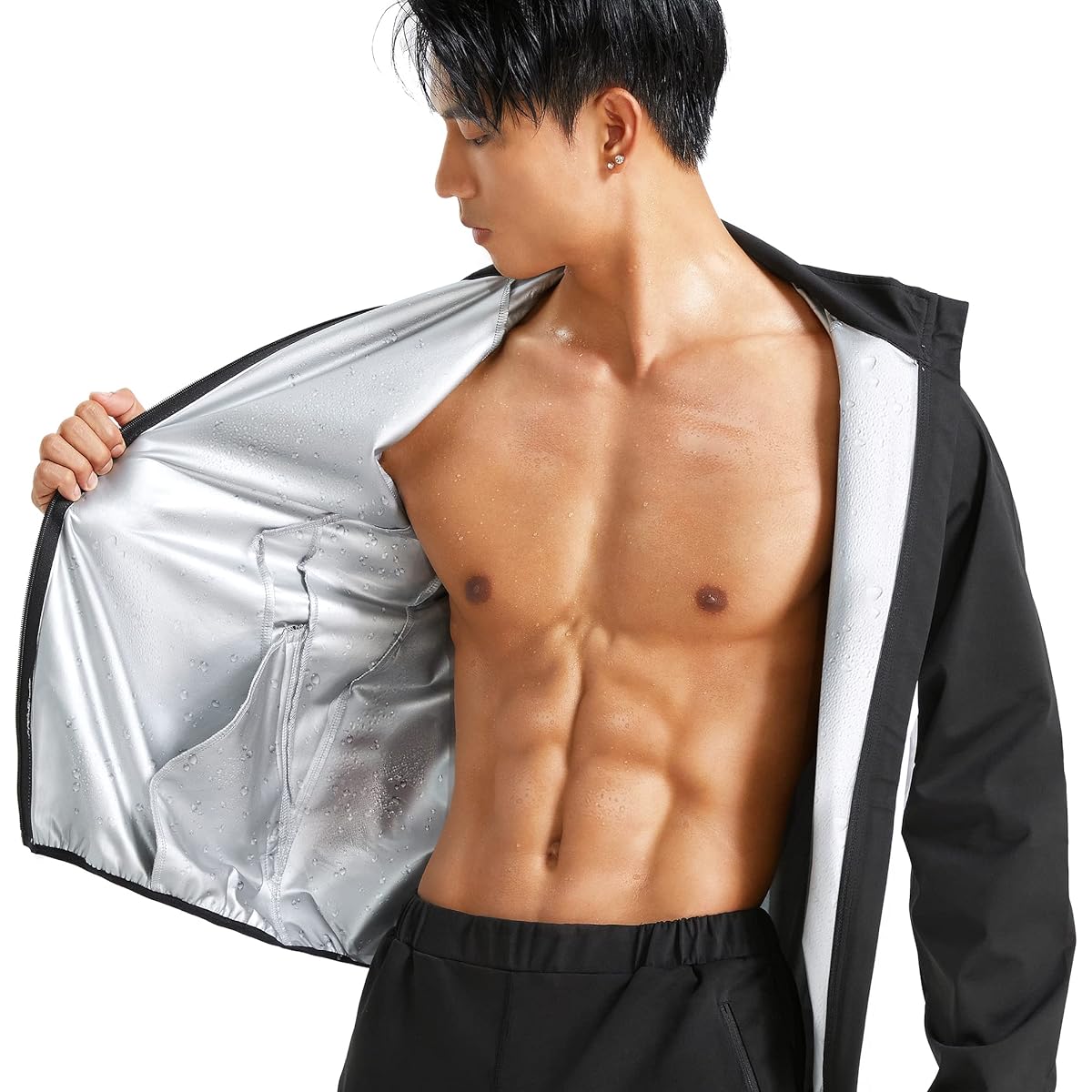 [Sawaiko] Sauna Outer Coat, Long Pants, Washable, Unisex, Heavy Sweating, Sauna Suit, Windbreaker, Training Wear, Sports, Exercise, Large Size, Pullover, Original Development, Hood, Exercise Clothes (Pants and top are separated)
