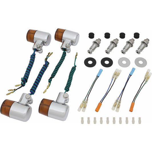 POSH Motorcycle Supplies 71 Type Turn Signal Vehicle Specific Set CB400SF SPEC1/2 ('99~'03) Plated Body/Orange Lens 052491-33