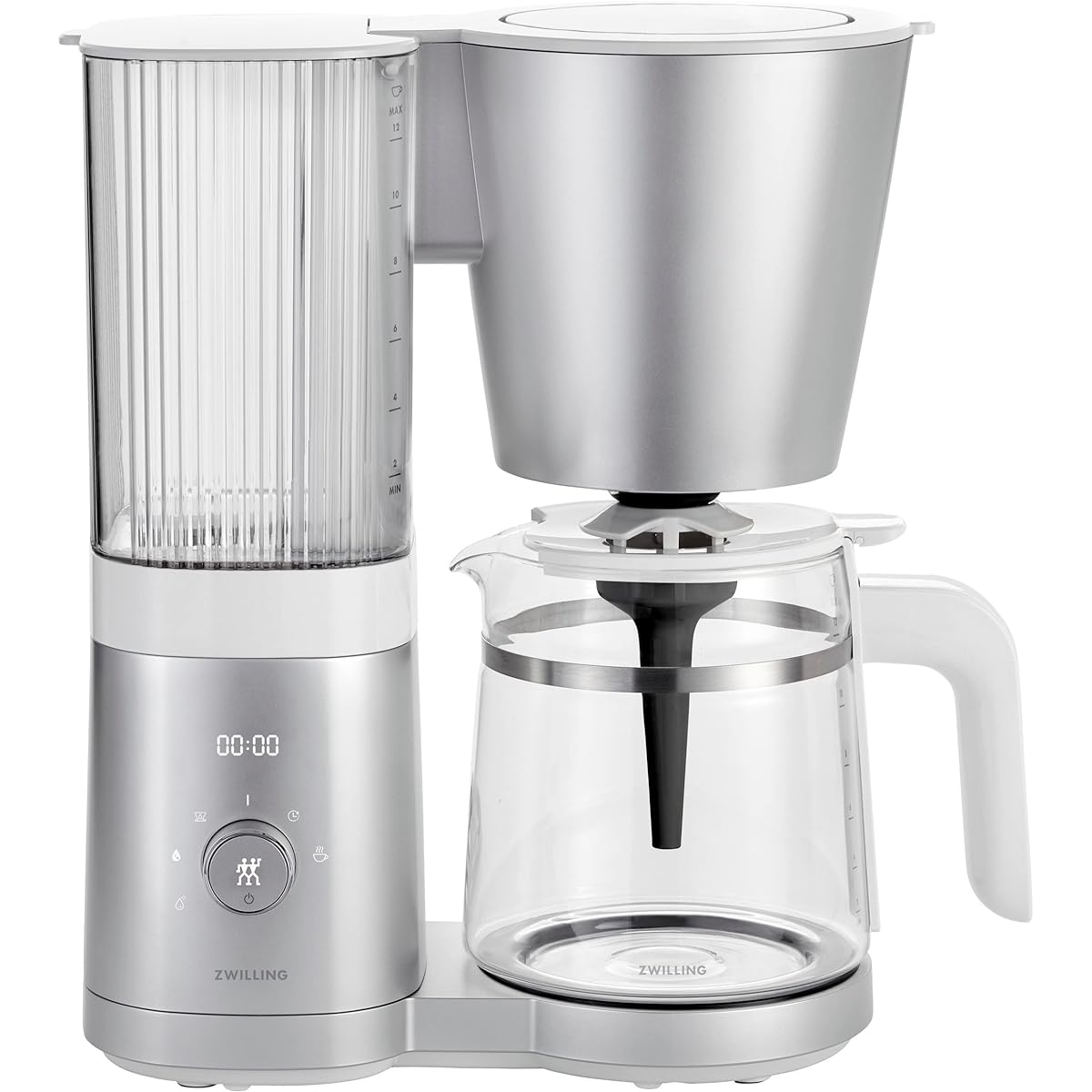 ZWILLING "Enfinigy Coffee Maker" Automatic Aroma Extraction Large Capacity 10 Cups Heat Retention Function Reservation Timer Cleaning Mode Water Hardness Setting [Authorized Japanese Product] Enfinigy Glass Drip Coffee Maker 53103-400
