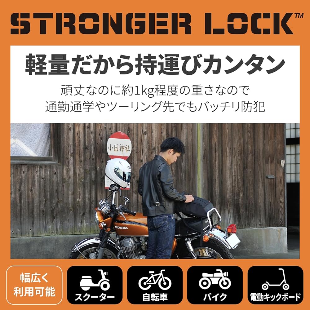 Daytona Motorcycle Bike Lock φ20mm Stronger Steel Link Lock 1200mm Key Lock Type Black 97661