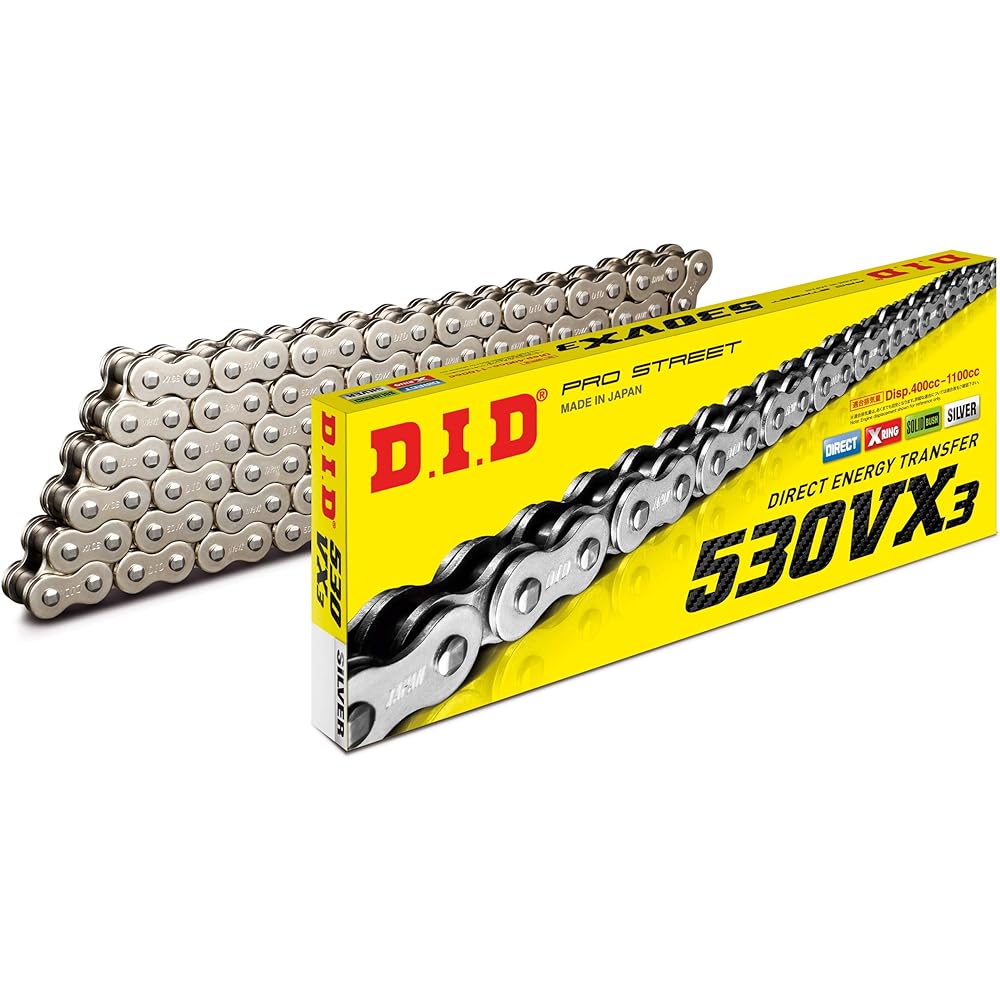 D.I.D Motorcycle Chain Caulk Joint Included 530VX3-110ZB S&S (Silver) For Two Wheel Motorcycles
