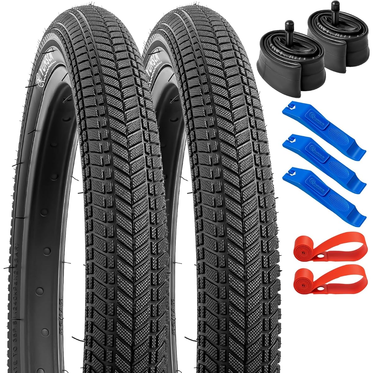 Set of 2, 14x2.125 Tire, 14x2.125 57-254 Bicycle Tire + 14x1.75/2.125 Tube American Style Valve 32mm + Rim Tape + Tire Lever, Tire 14x2.125, Electric Bicycle Tire 14x2.125, 14 Inch Tire 2.125, Folding Bicycle tire 14x2.125,Y-1170