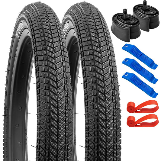 Set of 2, 14x2.125 Tire, 14x2.125 57-254 Bicycle Tire + 14x1.75/2.125 Tube American Style Valve 32mm + Rim Tape + Tire Lever, Tire 14x2.125, Electric Bicycle Tire 14x2.125, 14 Inch Tire 2.125, Folding Bicycle tire 14x2.125,Y-1170