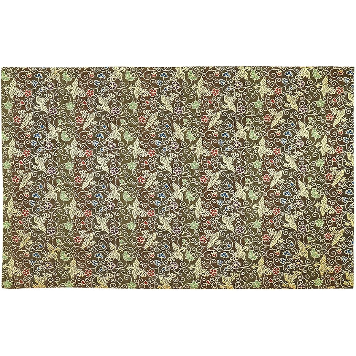 Naamu Kuma-chan Workshop Phoenix Pattern Desk Hanging Luxury Kyoto Style Brocade Rug Flame Retardant Size 42cm x 66cm (No. 25, 003.Brown)