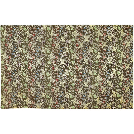 Naamu Kuma-chan Workshop Phoenix Pattern Desk Hanging Luxury Kyoto Style Brocade Rug Flame Retardant Size 42cm x 66cm (No. 25, 003.Brown)