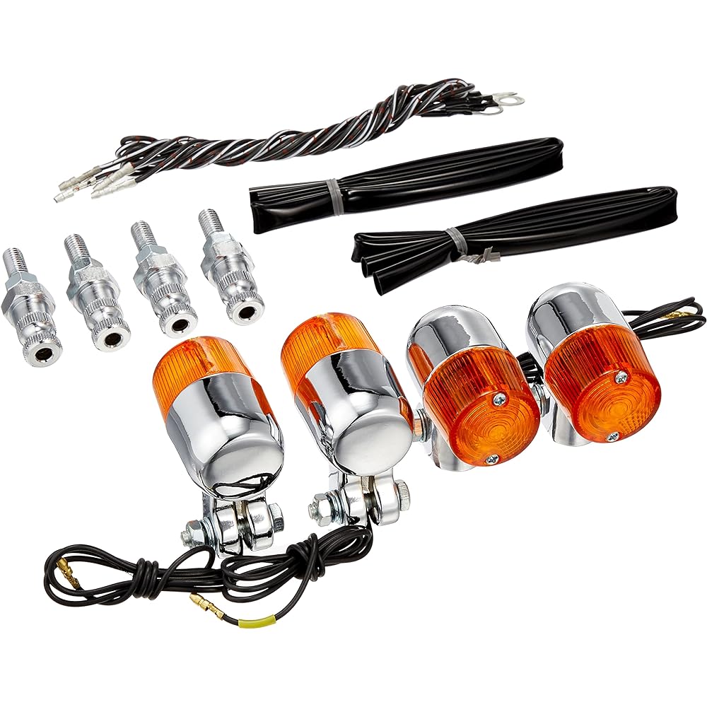 KITACO Round Mini Turn Signal Kit Volty 250 Chrome/Orange 830-0302201