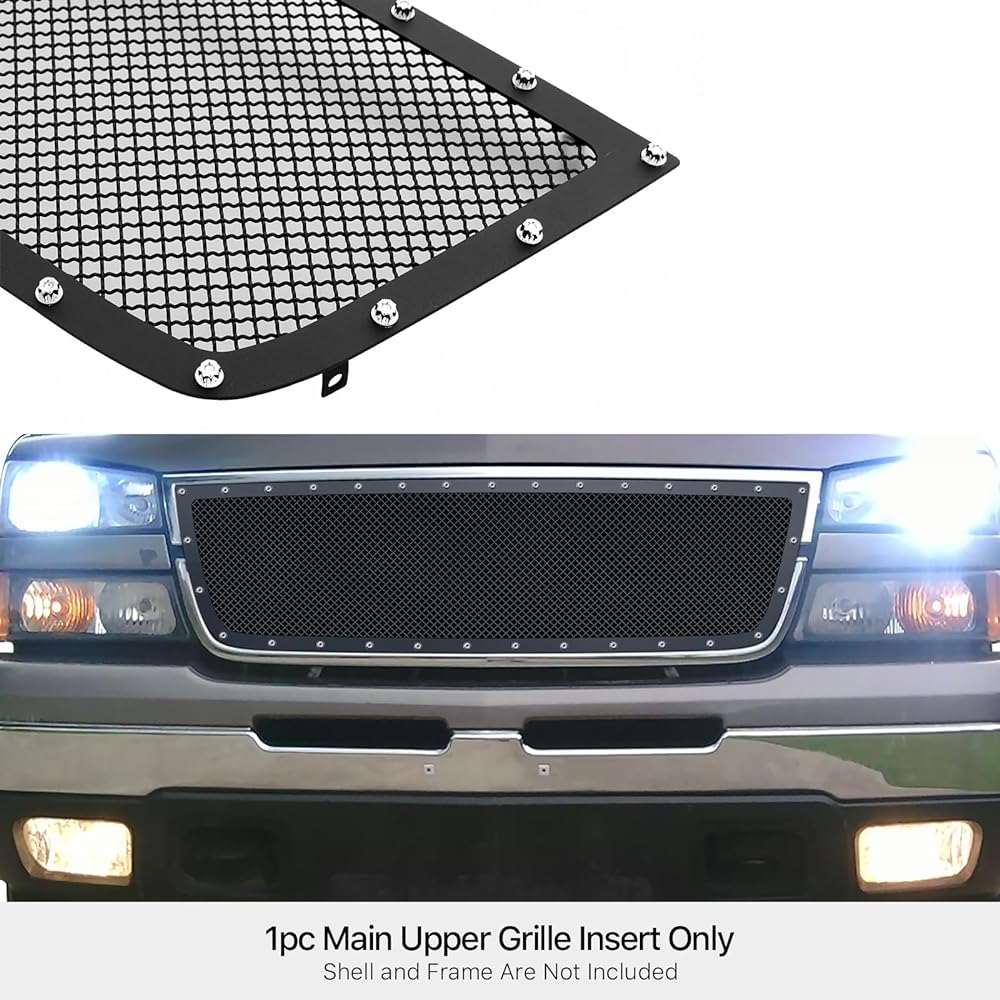 06 CHEVY SILVERADO 1500/05-06 2500 /3500 Rivet Black Mesh Grill Insert# N19-H6756LC