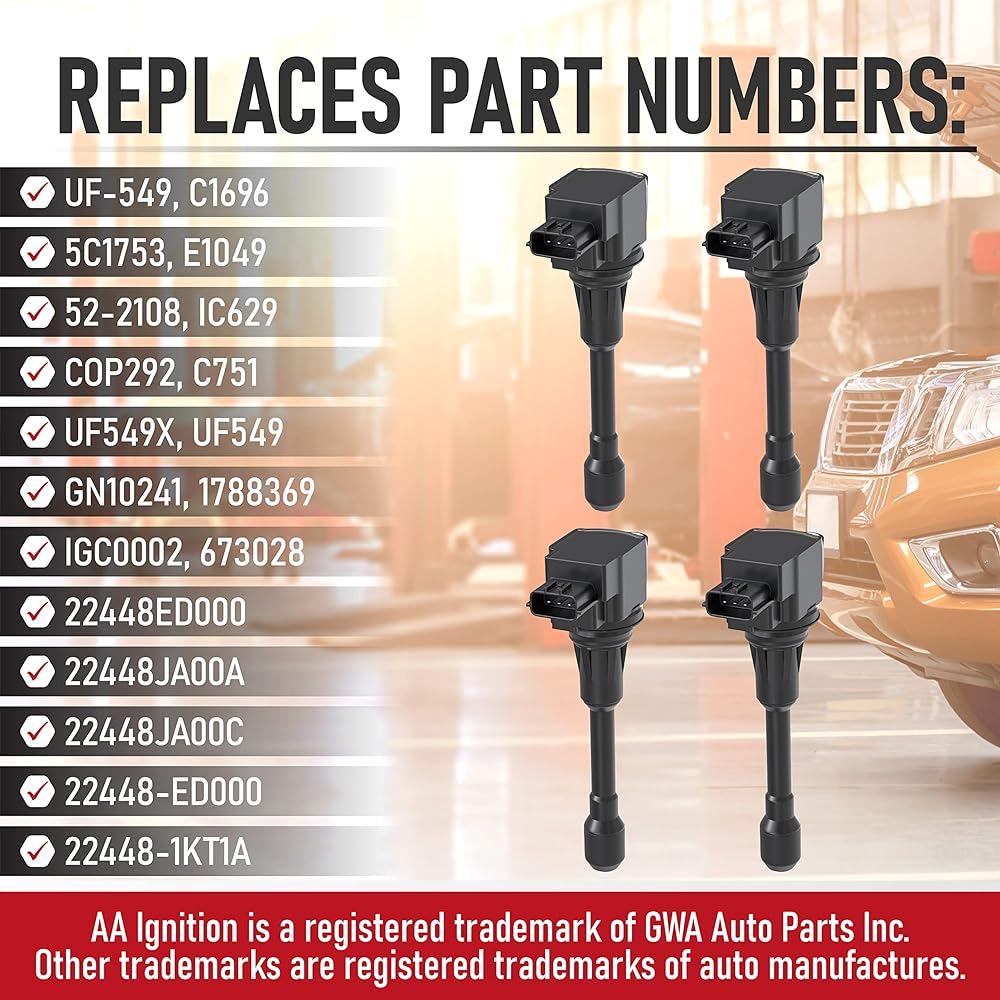 Ignition Coil Pack 4 pieces-Correspondence to Nissan & Infinity vehicles-2007-2017 Altima 2.5L Centrogue Cube VERSA, QX60, FX50, M56-22448JA00C 22448ED00 22448JA00A UF549