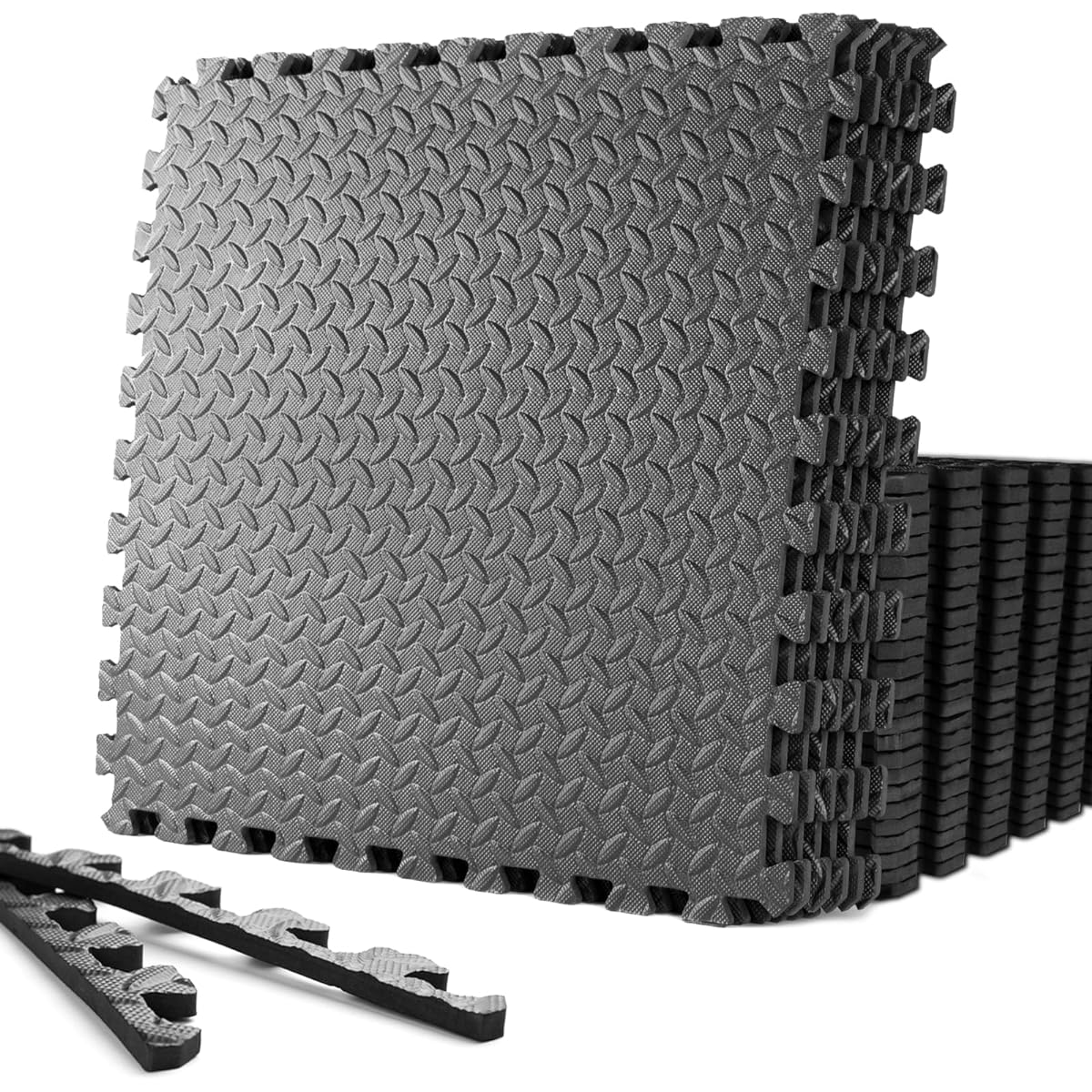 innhom Training Joint Mat Large 60cm Exercise Mat Gym Mat Soundproofing Shock Absorption Floor Protection Mat Home Gym Made of EVA 10mm Scratch Prevention High Hardness Vibration Absorption Training Equipment Mat with Side Parts