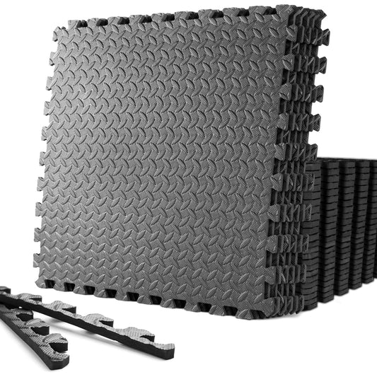 innhom Training Joint Mat Large 60cm Exercise Mat Gym Mat Soundproofing Shock Absorption Floor Protection Mat Home Gym Made of EVA 10mm Scratch Prevention High Hardness Vibration Absorption Training Equipment Mat with Side Parts