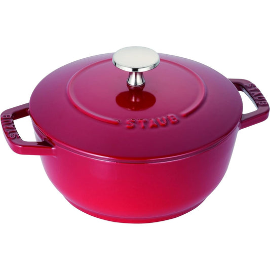 staub "Wanabe Cherry S 16cm" Two Hand Cast Enamel Pot Rice Cooker 1 Cup IH Compatible [Authorized Japanese Product] Wa-NABE 40501-003