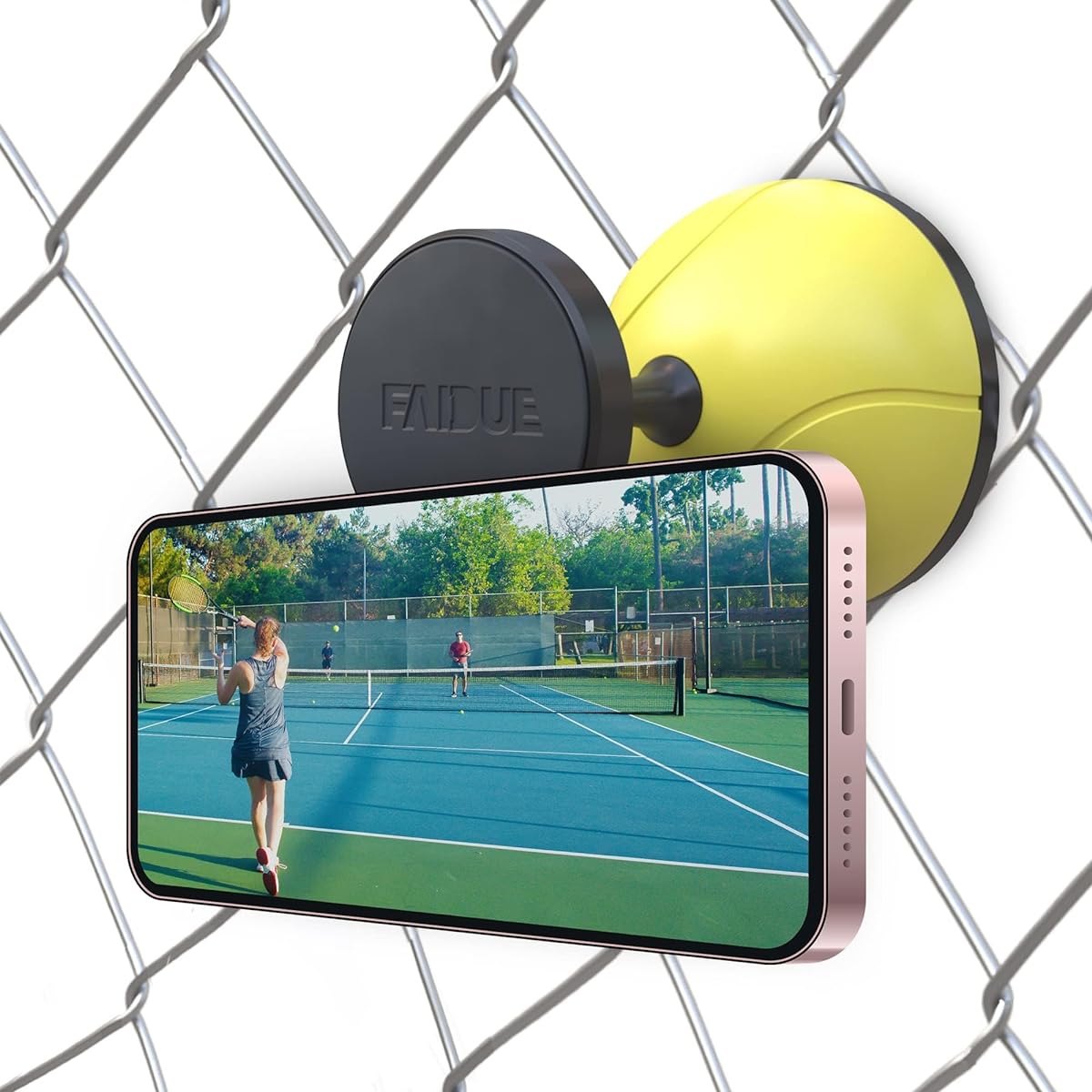 FAIDUE Tennis & Pickleball Fence Phone Mount - Perfect Gift for Men and Women - Training Accessories for Boys and Girls - Stream and Relive Tennis Matches