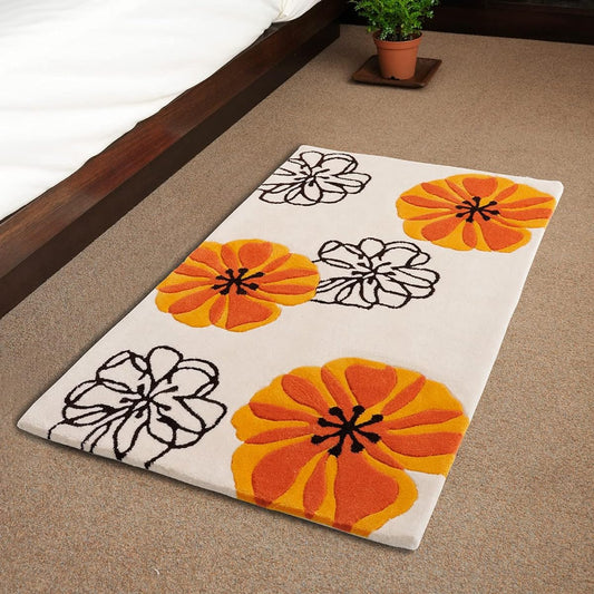Orange floral doormat 70×120cm Ivory 1532003044799