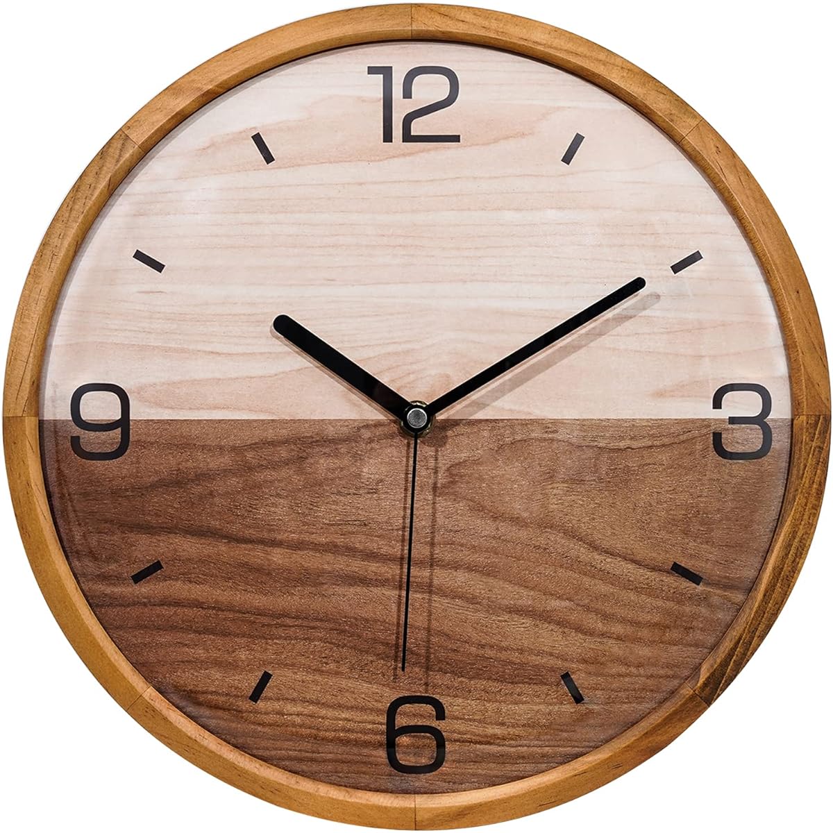 UberDeco 12" Super Slim Wooden Frame Wall Clock with Dome Glass Cover, Brown