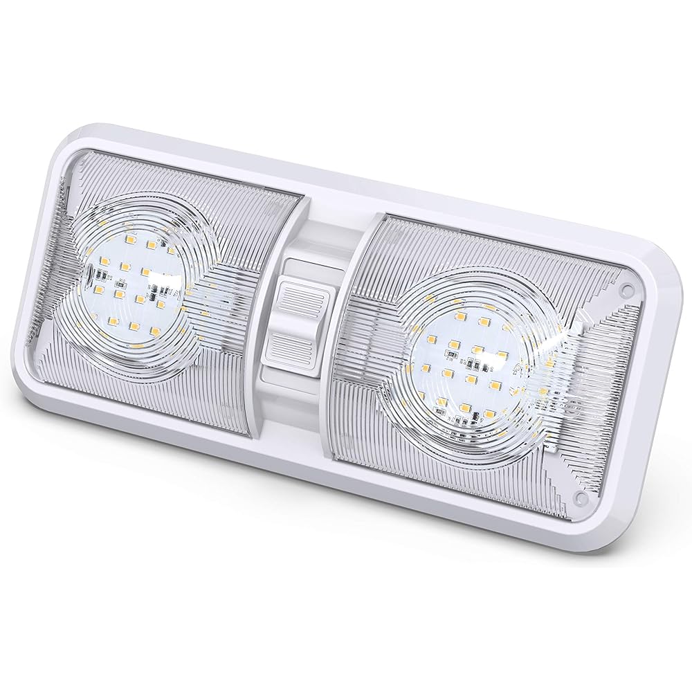 5 Pack Leisure LED Camper LED Ceiling Double Dome Light Fixture with On/Off Switch Car RV Trailer Camper Boat DC 12V Natural White 4000-4500K 2835SMD 48pcs (Natural White 4000-4500K 5pcs)