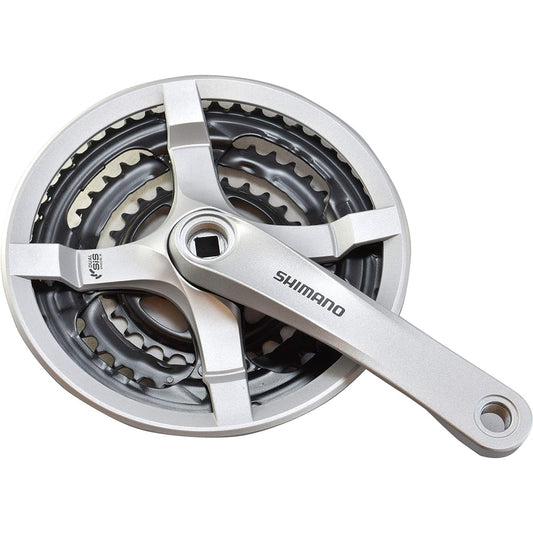 Shimano FC-TY501 Silver with chain guard, 6/7/8 speed rear gear x 3 speed front gear, Number of teeth 48-38-28T