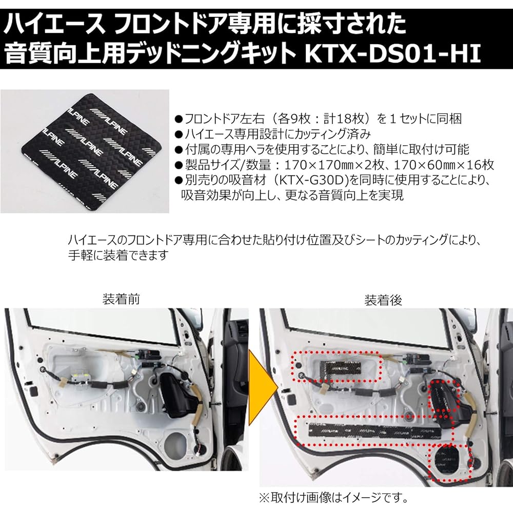 ALPINE Toyota Hiace car model specific deadening kit KTX-DS01-HI