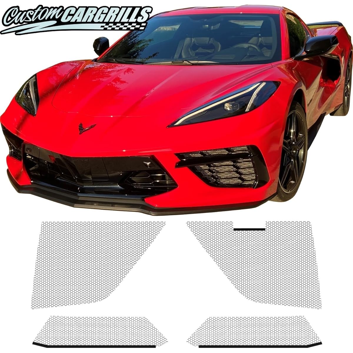 CustomCargrills Mesh 4-piece set 2020-2023 CHEVY CORVETTE C8 Radiator Grill Vent