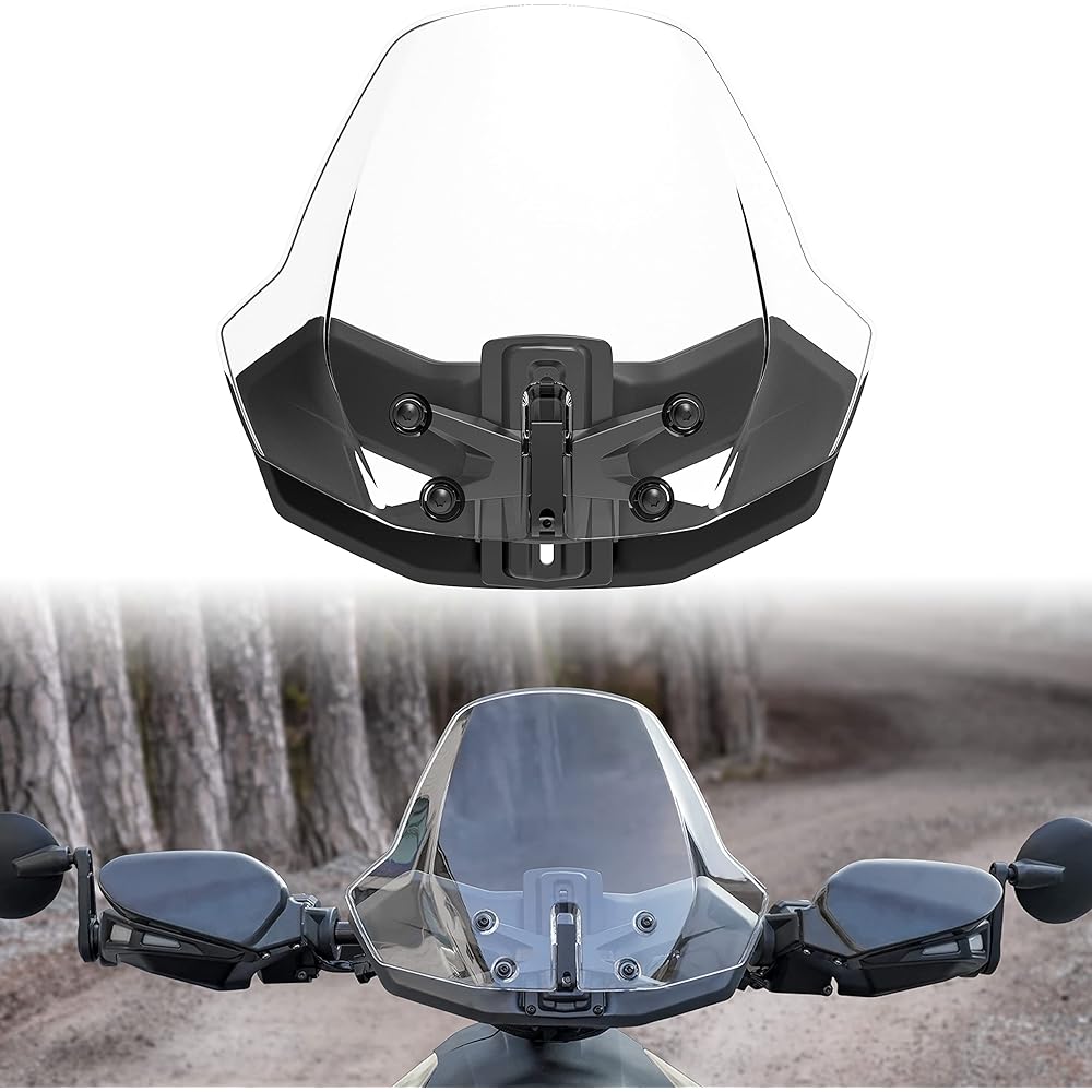 SAUTVS Sport Windshield for Can-Am Ryker Adjustable Front Translucent Clear Hard Coat Windshield Can Am Ryker All Models Accessories (1 Piece, Replaces #219401032)