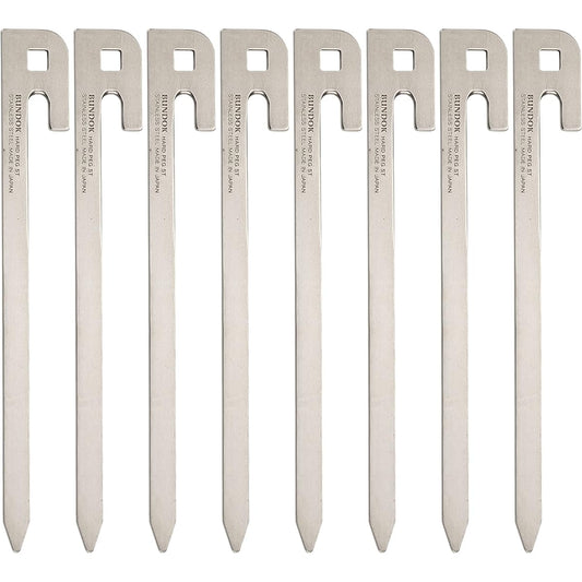 BUNDOK Hard Peg ST 8PCS BD-203 Lightweight Thin Stainless Steel 8 Piece Set Silver/Peg Case