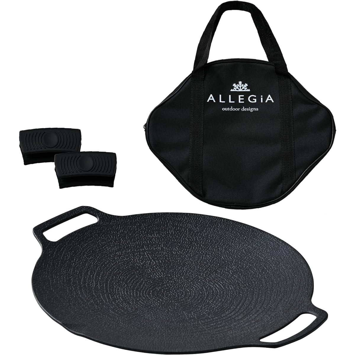 ALLEGiA Multi Griddle Outdoor Mini Compact Lightweight 29cm Iron Plate Gas IH Open Fire Innoble Coating Camping BBQ Climbing Storage Case with Mittens ALLEGiA