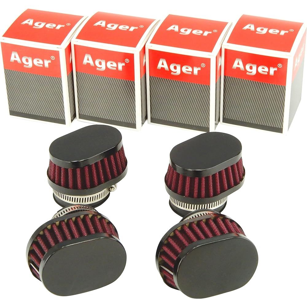 Ager 50mm Oval Power Filter Short Black x Black 4 Pack