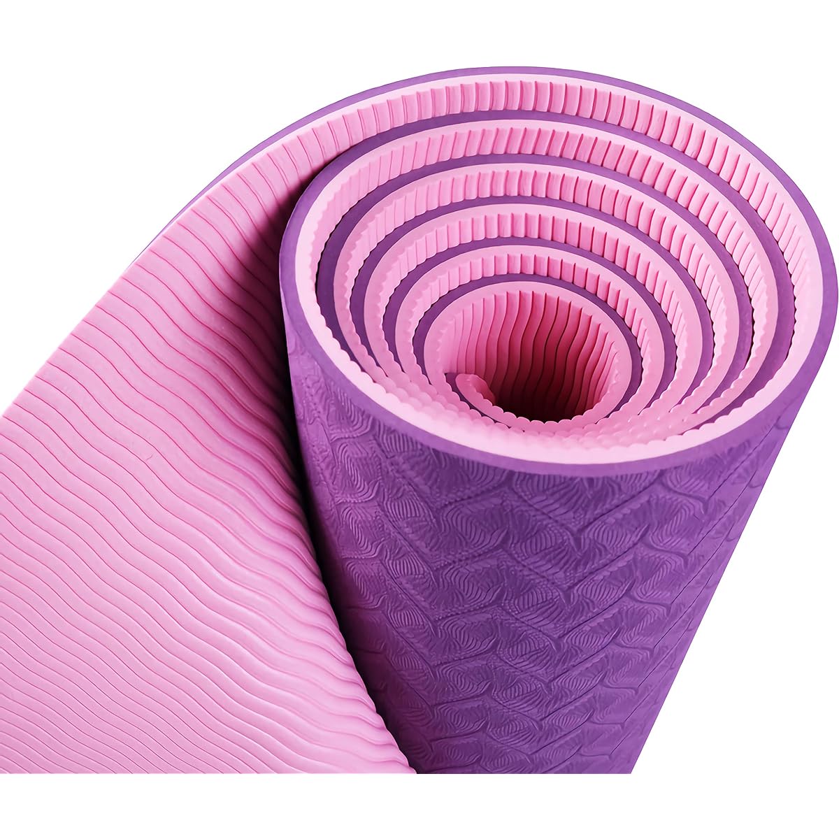 YOSHIKIYOSHI Yoga Mat Thickness 6mm TPE Eco-Material SGS Certified Non-Slip on Both Sides Lightweight Durable Mat Bag Strap with Yoga Back (Purple)