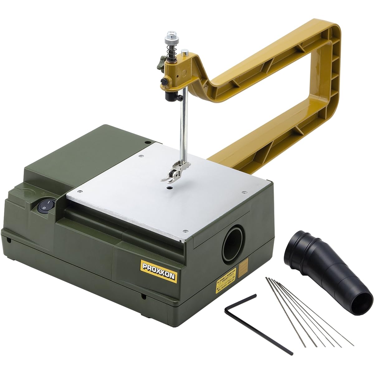 PROXXON Copping Saw Table Low-end model Recommended for easy use of electric scroll saws Comes with 2 of each of 3 types of scroll saw blades No.27081